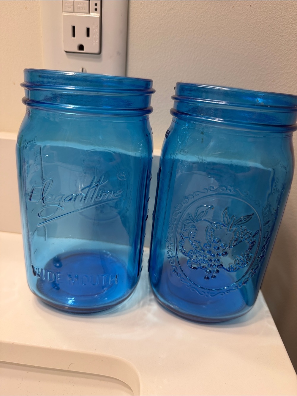 Blue Wide-Mouth Glass Jar Set - Decorative Vases